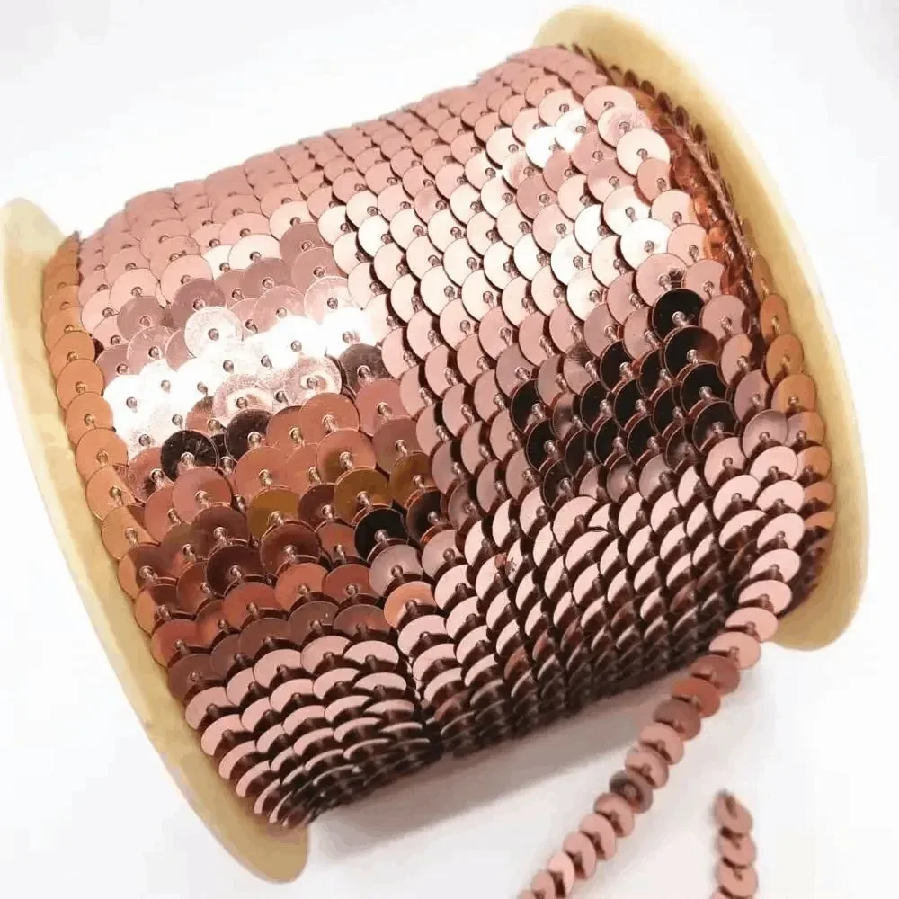 1 Roll of Shiny Rose Gold Blush Pink Sequin Trim 100 Yards 6mm - Brand New